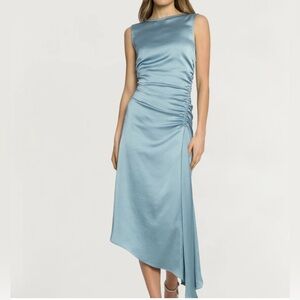 Luxely Ruched side seam draped to front for cascading hem arona color size 8